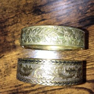 Gold Floral Engraved Bangles